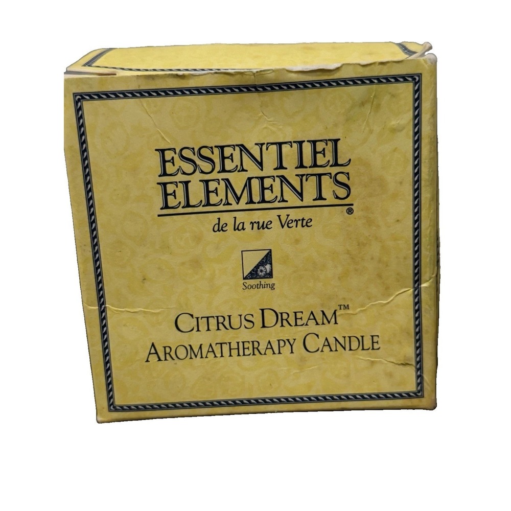 Vintage Essentiel Elements Citrus Dream Aromatherapy Candle 40-50‎ Hr Box USA